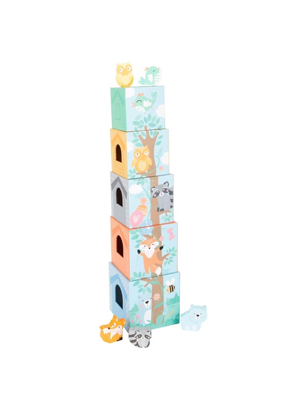 Small Foot - Stacking Tower with Forest Animals Pastel 10 pcs.