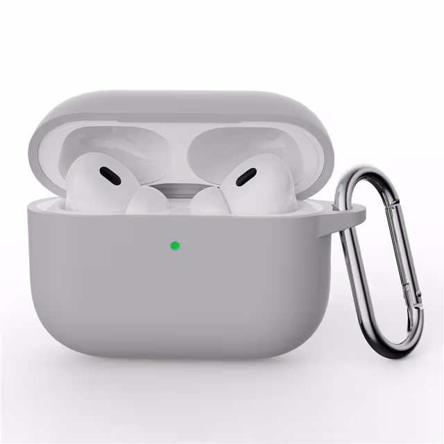 Til AirPods Pro 3 Silikondeksel Integrert Bluetooth-øretelefondeksel med krok - Lys grå
