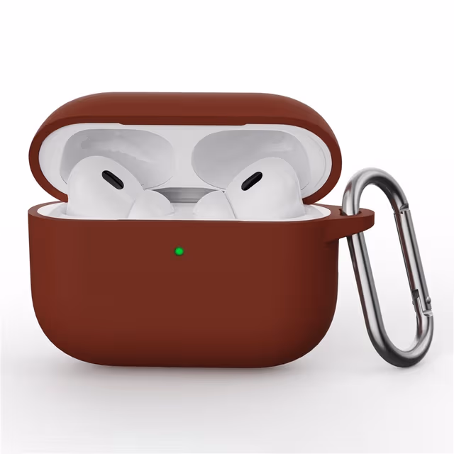 Til AirPods Pro 3 Silikondeksel Integrert Bluetooth-øretelefondeksel med krok - Mørk rød