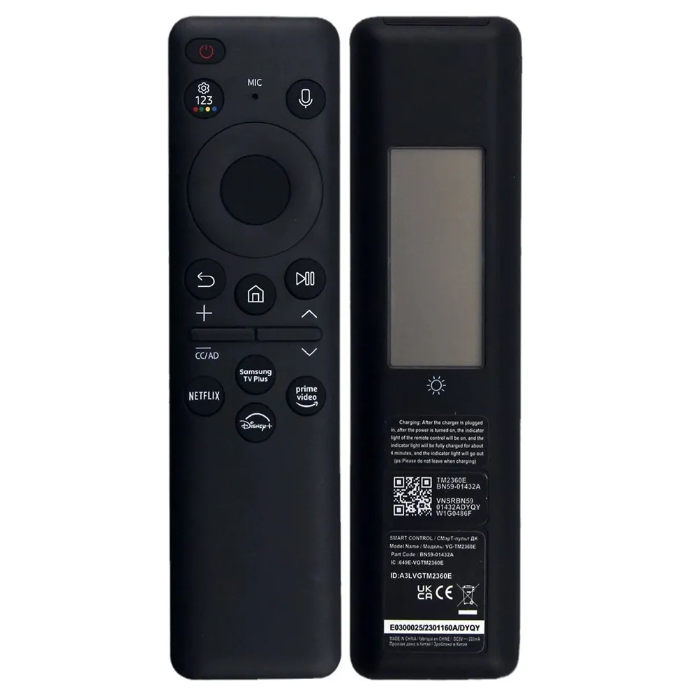 TV-fjernkontroll med erstatning BN59-01432A for Samsung TV, soldrevet stemmefunksjon