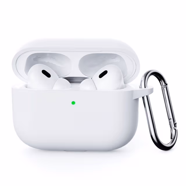 Til AirPods Pro 3 Silikondeksel Integrert Bluetooth-øretelefondeksel med krok - Hvit