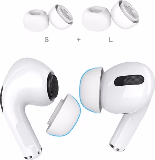 2 par hodetelefontips for Apple AirPods Pro 2, størrelse: S+L