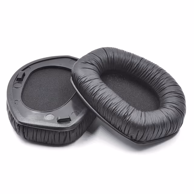 Erstatningsøreputer i lær - for Sennheiser Sort