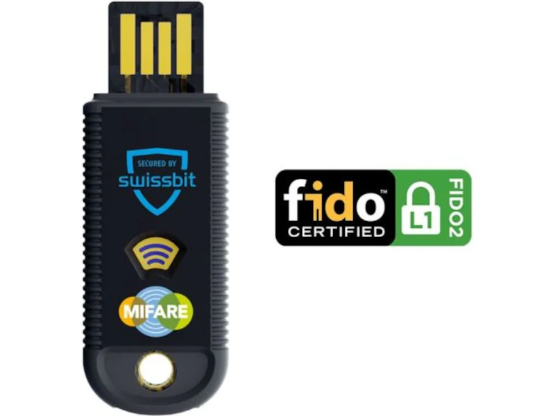Swissbit iShield Key USB-A sikkerhetsnøkkel med FIDO2 og MIFARE