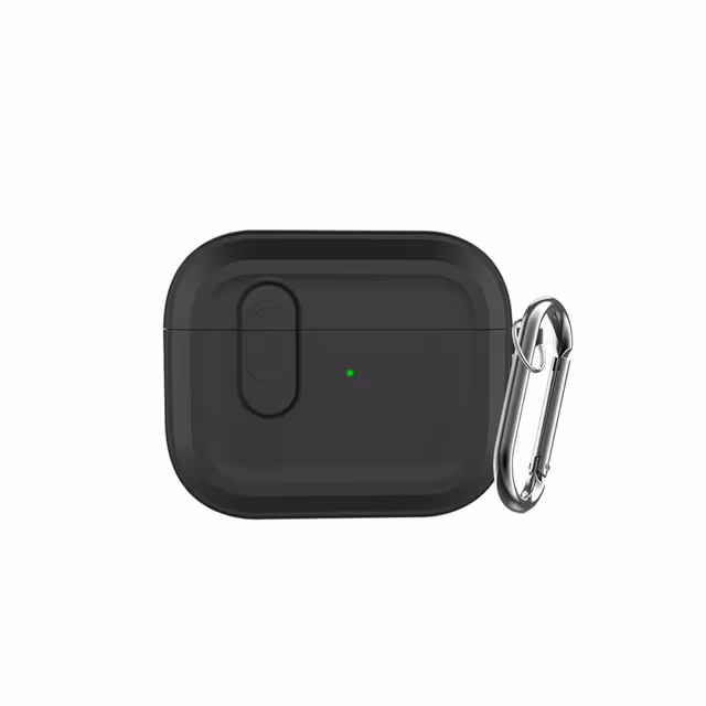 Bluetooth-øretelefonbeskyttelsesetui kompatibelt med AirPods Pro 3 magnetisk silikon nøkkelringdeksel Sort