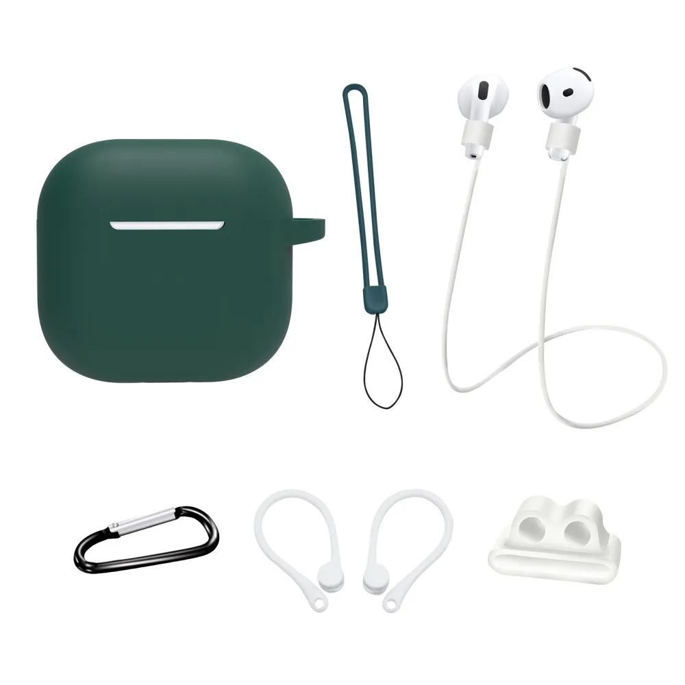 For AirPods 4 6 i 1 tilbehør Veske Stroppholder Ørekroker Halsstropp Nøkkelring - Gress
