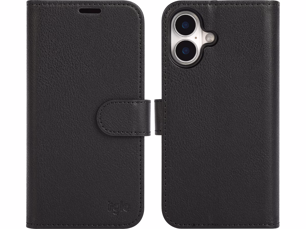 iiglo iPhone 16 2-i-1 Lommebokdeksel (sort)