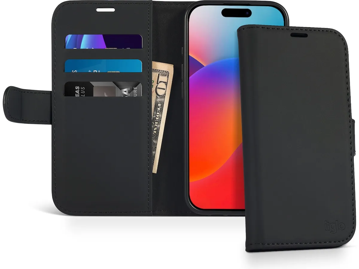 iiglo iPhone 16 Plus Lommebokdeksel (sort)