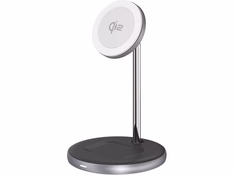 Andersson 2-i-1 Qi2 20W Trådløs ladestasjon (sølv)