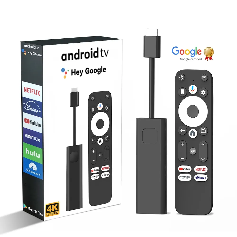 Google Sertifisert TV-stick 4K HDR Android TV 14 WiFi Play Store-støtte for Netflix, YouTube, Disney+