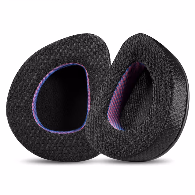 Svarte og lilla stofføreputer til ASUS ROG-headset Mesh stoff