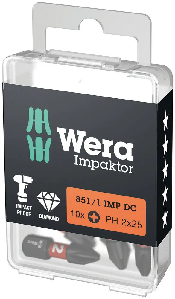 Bits til Phillips krysspor Wera Impaktor 851/1 IMP DC