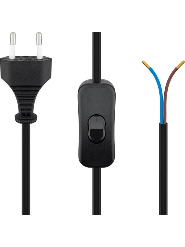 Pro Euro cord for assembly with switch 1.5 m black