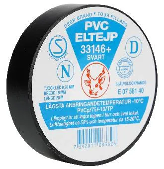 Teip el 33146plus 19mmx20m svart