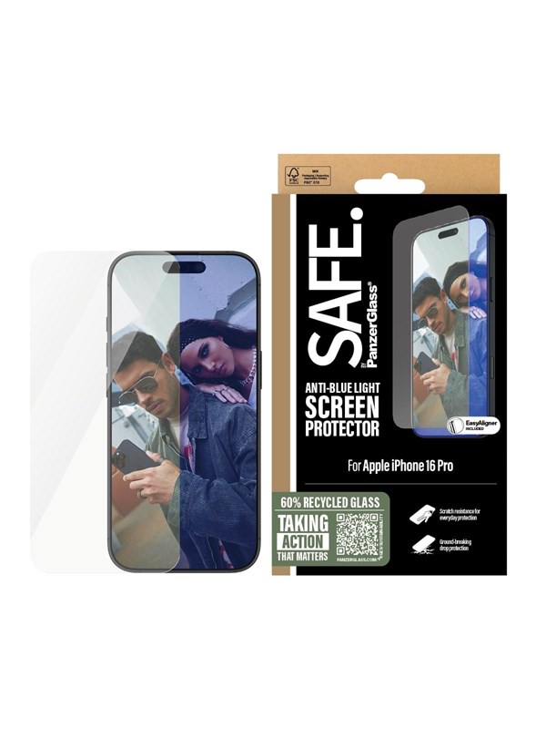 SAFE by PanzerGlass EyeCare Screen Protector iPhone 16 Pro  | Ultra-Wide Fit