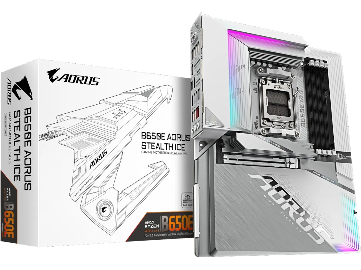 GIGABYTE B650E AORUS STEALTH ICE Hovedkort - AMD B650 - AMD AM5 socket - DDR5 RAM - ATX