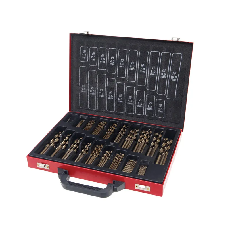 Borsett HSS-Co 1-10 mmx0,5 mm DIN338 170 stk bor totalt