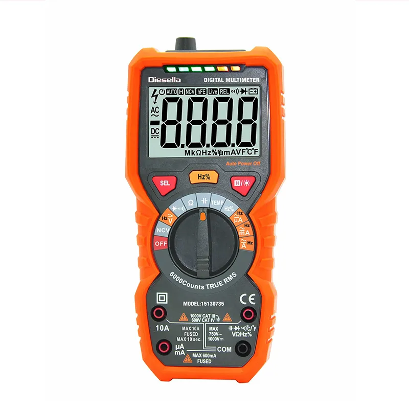 Digitalt multimeter m/True RMS 1000V/10A med gummideksel