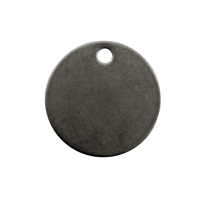 Merkeskilt Ø32 mm rustfritt stål med Ø4 mm hull (50 stk)