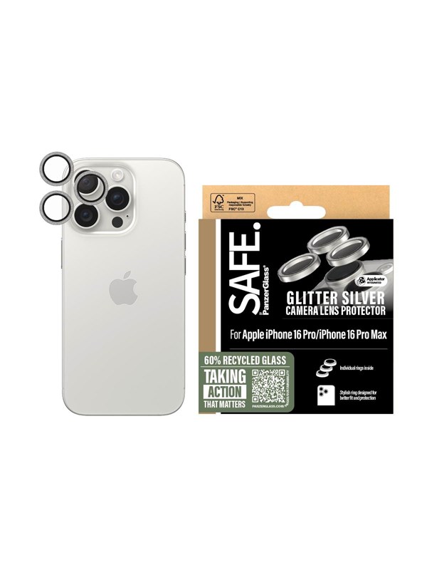 SAFE by PanzerGlass Camera Lens Protector Glitter Silver iPhone 16 Pro | 16 Pro Max
