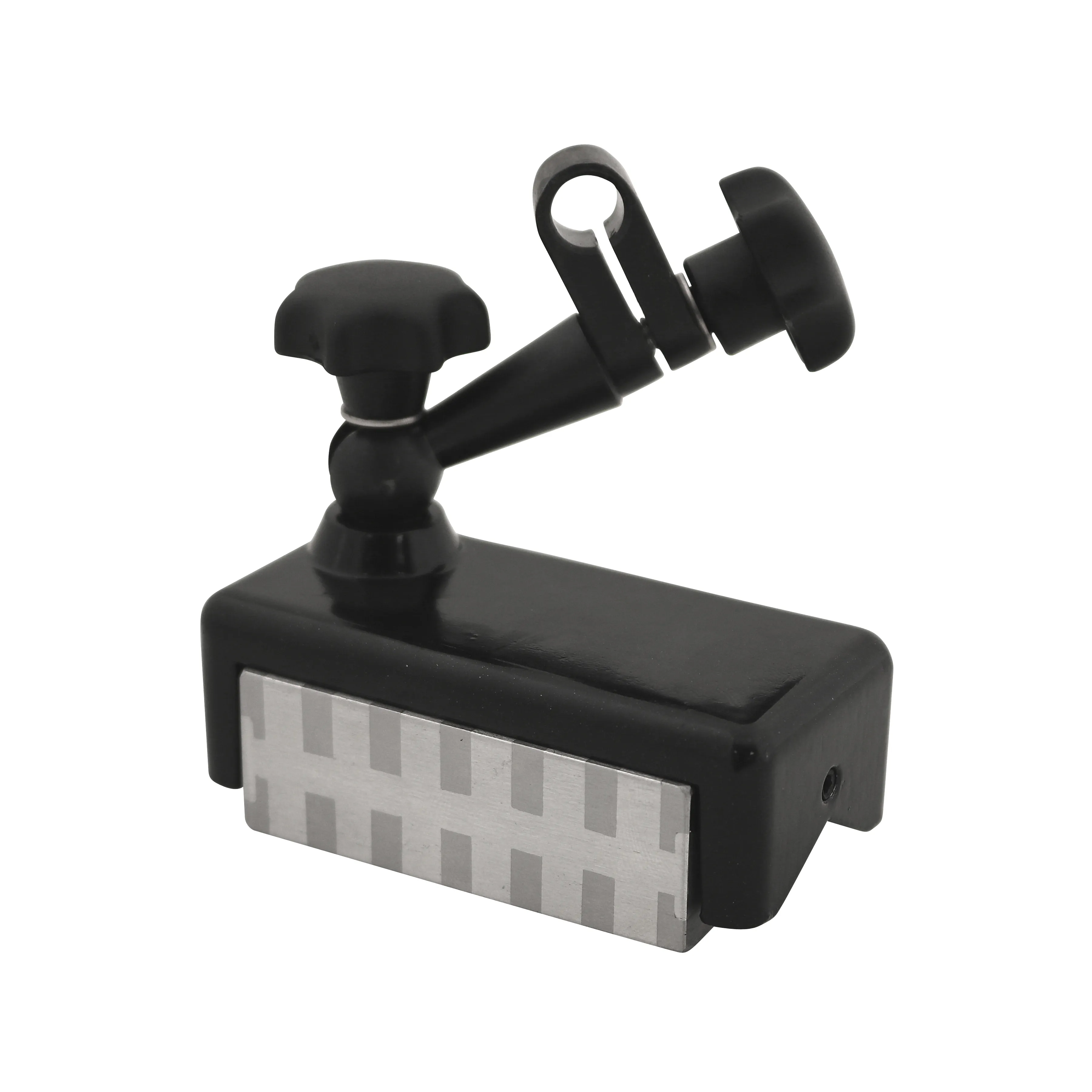 Universal magnet-holder med V-anleggsflate og Ø8 mm festehull
