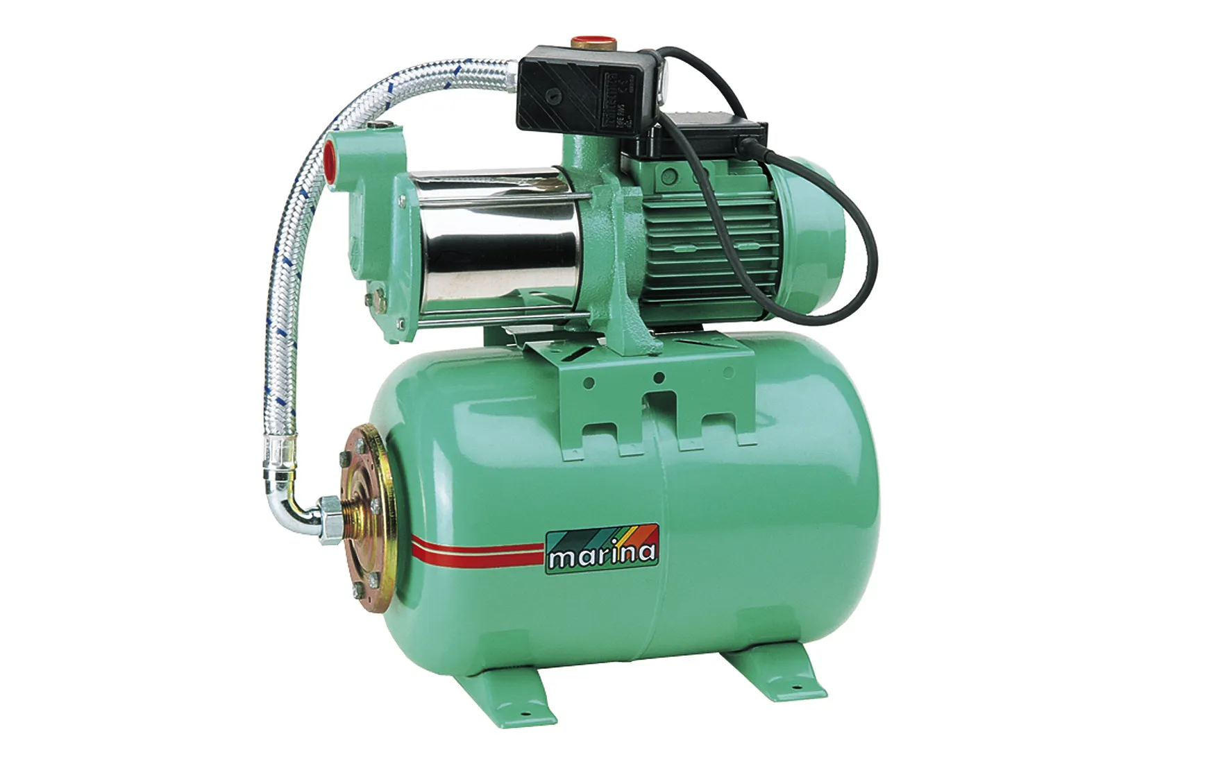Marina RSM 5/25 husvannverk, 230v, 1 ", 100 l / min løftehøyde 32 mtr., Rustfritt / støpejernshus, 25 l.