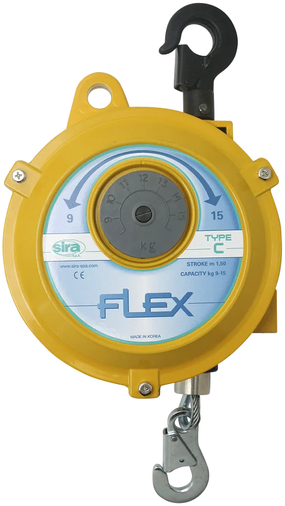 Flex C balanseblokk kapasitet 9 - 15 kg og 1,5 m stålwire