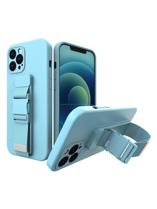 Hurtel Rope Case Gel Lanyard Cover Chain Purse Lanyard Xiaomi Redmi Note 10 5G / Poco M3 Pro Blue