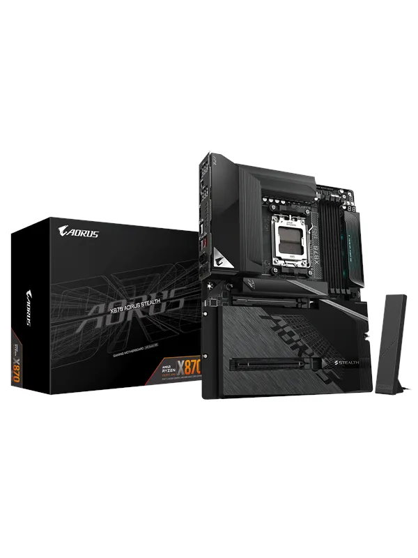 GIGABYTE X870 AORUS STEALTH Hovedkort - AMD X870 - AMD AM5 socket - DDR5 RAM - ATX