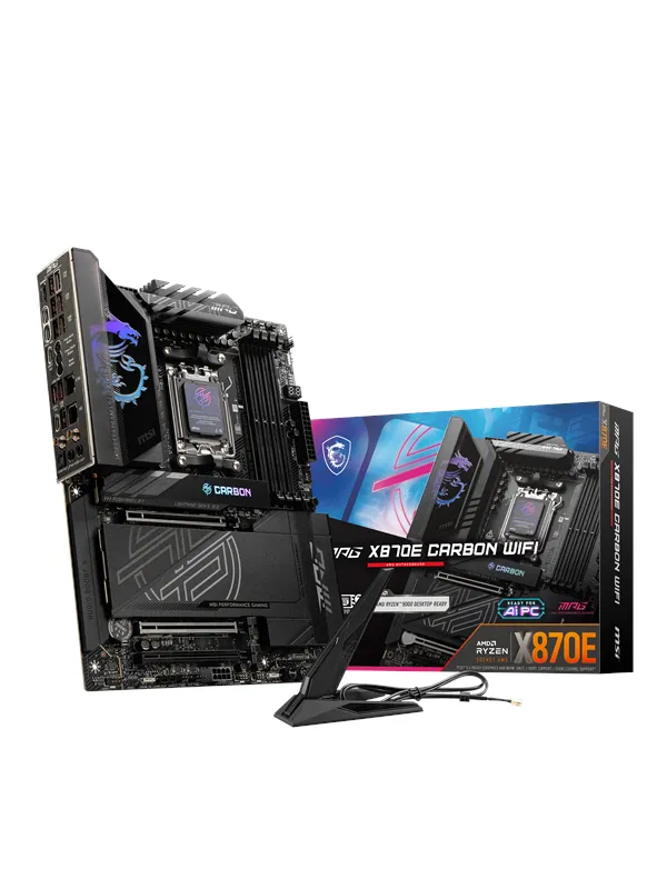 MSI MPG X870E CARBON WIFI Hovedkort - AMD X870E - AMD AM5 socket - DDR5 RAM - ATX
