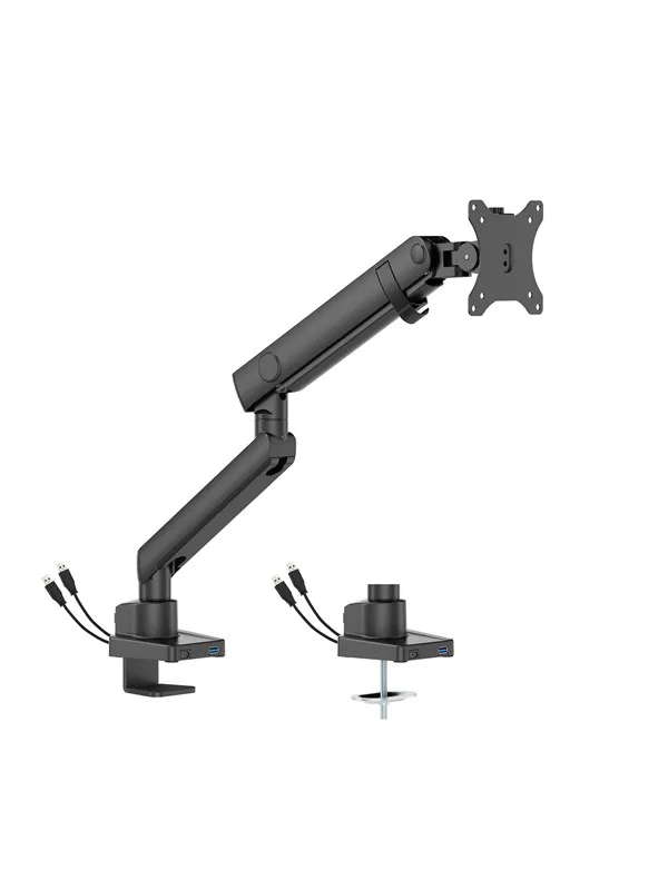 DUTZO Skjermholder for 1 skjerm (17"-40") - Pro+ utgave 1 x USB A & 1 x USB C (Grå / Svart)