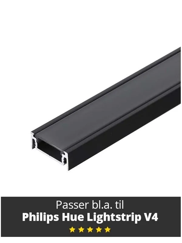 Light Solutions Aluminiumsprofil - Model S til Philips Hue og WiZ - Sort