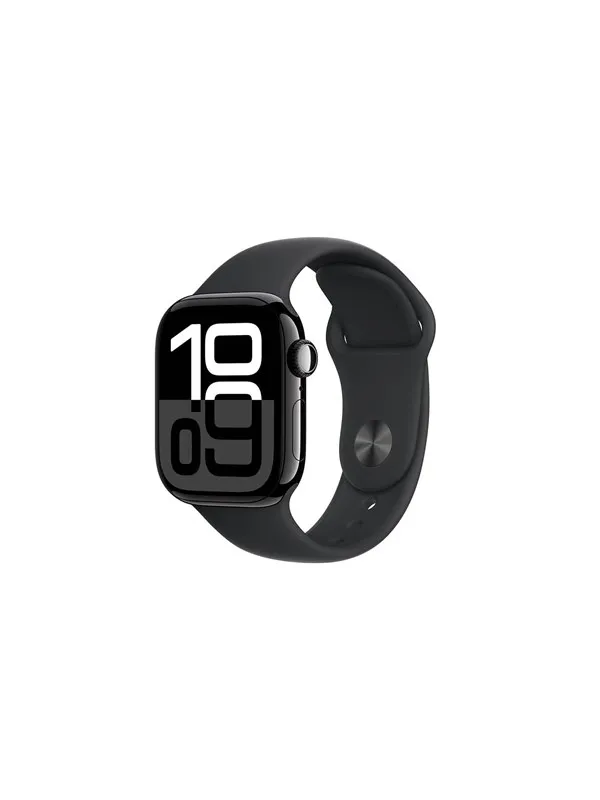 Apple Watch Series 10 GPS + Cellular 46mm - Jet Black Aluminium Case with Black Sport Band - M/L