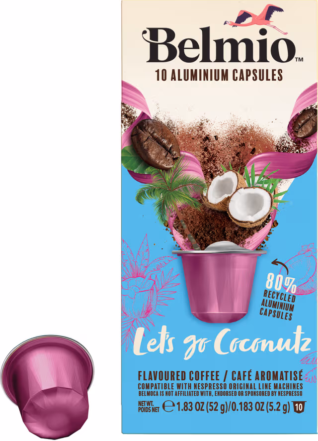 Belmio Let's Go Coconutz kaffekapsler for Nespresso (10 pakning)