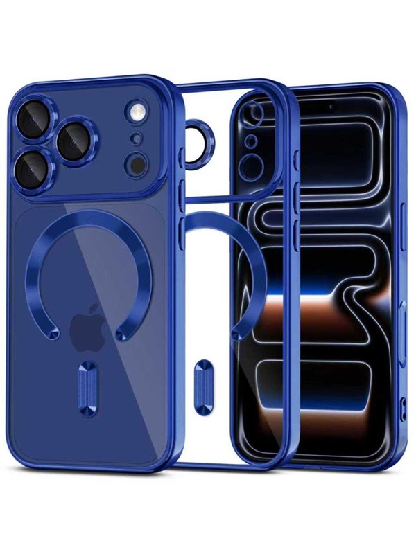 Tech-Protect MagFlex MagSafe Case for iPhone 17 Pro - Clear and Navy Blue