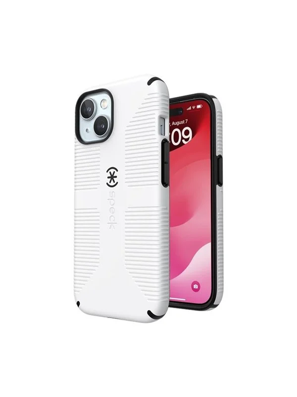 Speck Candyshell Grip MagSafe - iPhone 17e / 16e / 15 / 14 / 13 Case - White / Black