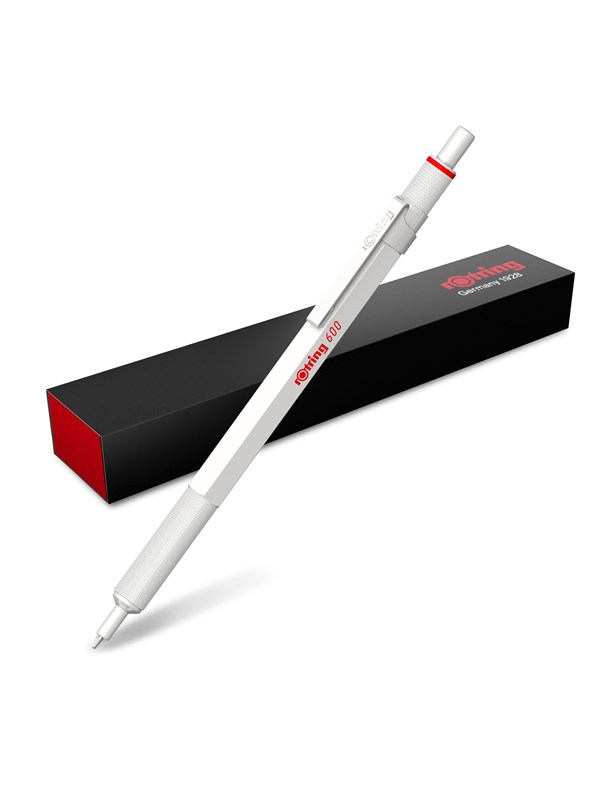Rotring rOtring 600 metallisk penn | Midtpunkt | Svart blekk | Perlehvit fat med sklisikkert riflet grep | Gjenfyllbar | 1 stk