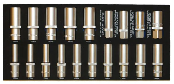 BATO Lang pipenøkkelsett 1/2" 6kt. 10-24mm. Tennpluggnøkler 14-16-18-21mm. EVA 1/3.