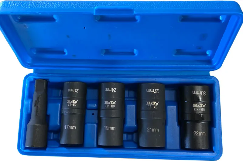 BATO Kraftdemontasje Twisttoppsett 1/2" 17-19-21-22mm. 6kt + 12kt vendbar. 5 deler.