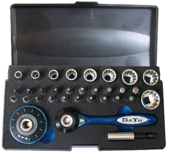 BATO Topp/bitssett SplineLock 1/4" 4-13mm. 32 deler.