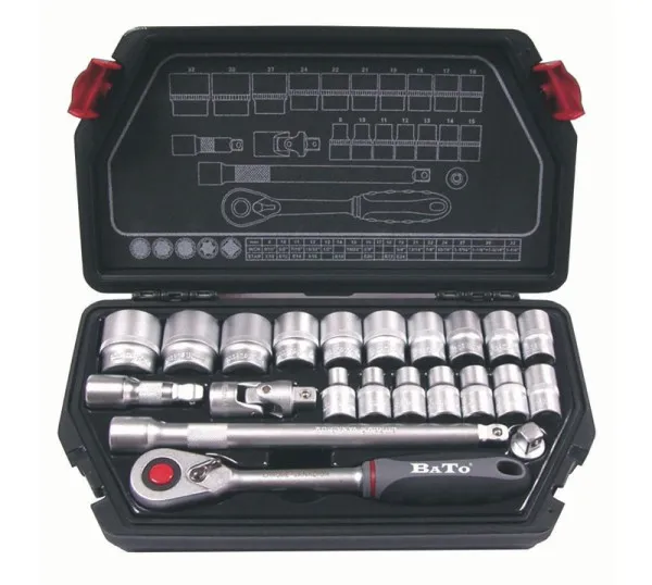 BATO Topnøkkelsett 1/2" SplineLock 10-32mm 22 deler.