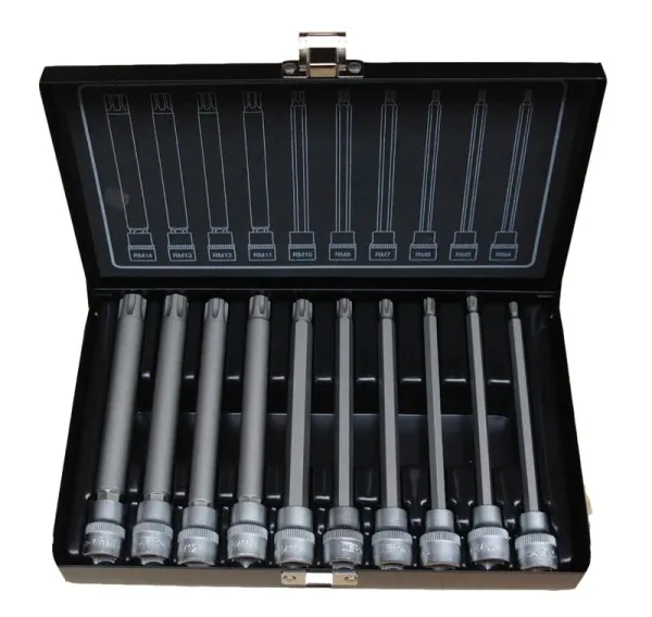 BATO Stifttoppsett 3/8" Ribe M4-M14. Lang 10 deler.