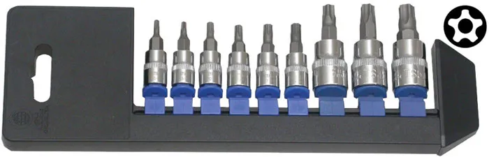 BATO Stifttoppsett 1/4" og 3/8" 5 Star Torx. Torx 10-50. 9 deler.