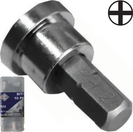 BATO 1/4" Bits Ph2 m/dybdestopp. 10 stk. pk.