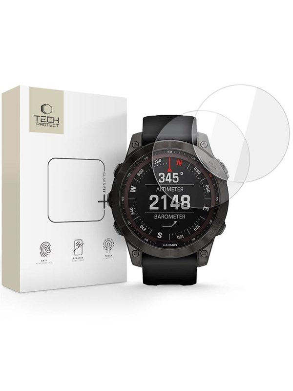 Tech-Protect Glass Fit+ 2-pack Tempered Glass for Garmin Fenix 7 / 7 Pro - Clear