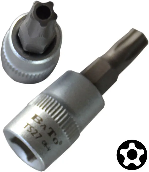BATO Stifttopp kort 1/4" 5 Star Torx med hull 15.