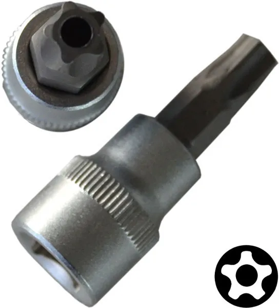 BATO Stifttopp kort 3/8" 5 Star Torx med hull 45.