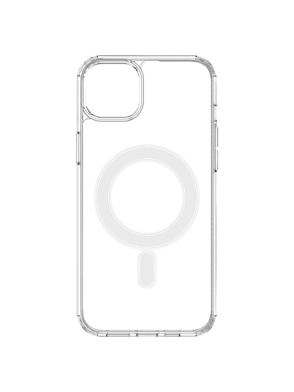 Hurtel Clear Magnetic Case with MagSafe for iPhone 14 Plus with Silver Ring - Transparent