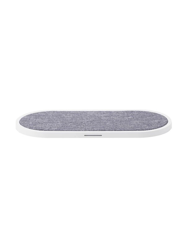 GEAR Wireless Dual QI Charger USB-C Port 2x10W White with Grey Textile