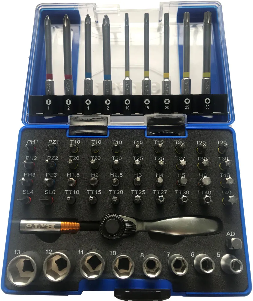 BATO 1/4" Topp/bitsett 6kt korte topper. 60 deler